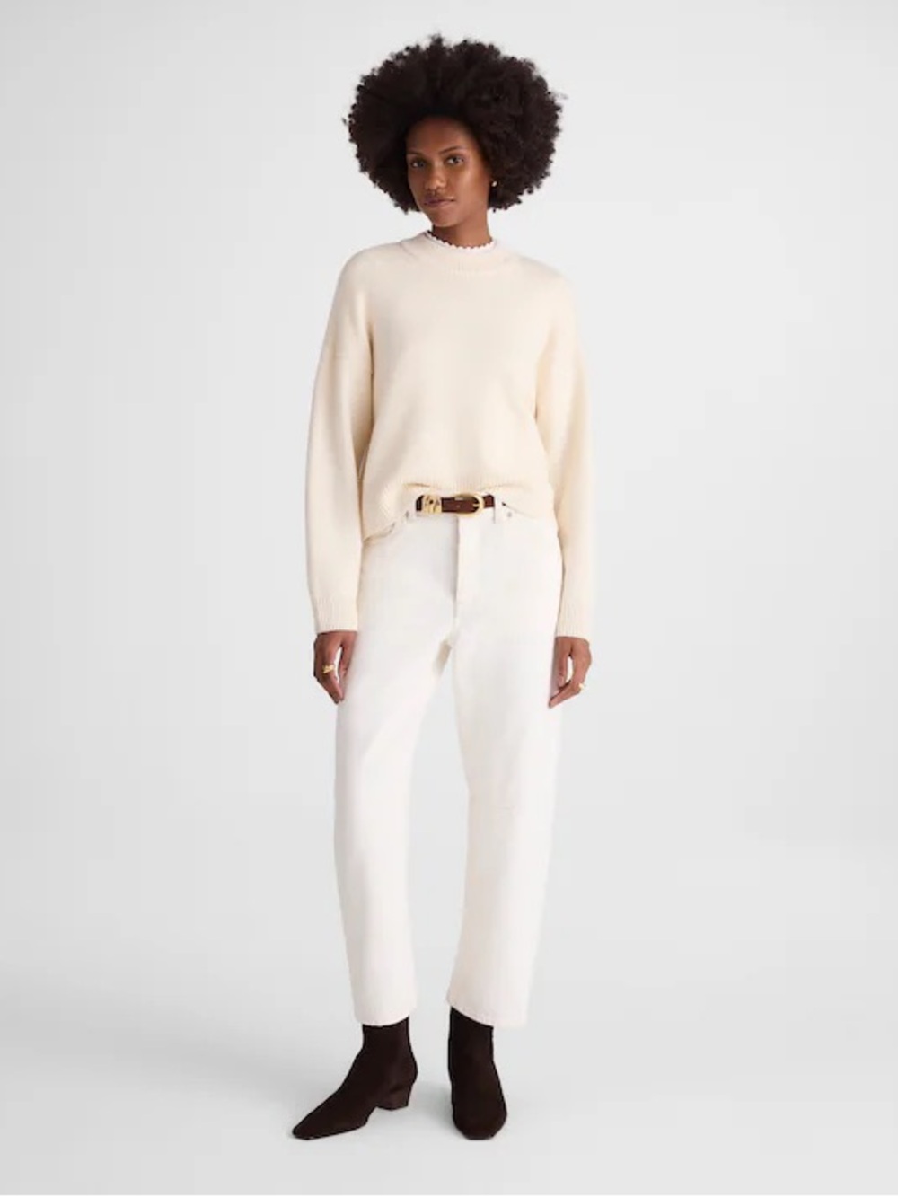 NWT Madewell Wool & Cashmere Boxy Crewneck Sweater in Heather Cloud, NT602, M - Picture 5 of 16